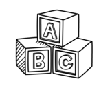 Desenho de Cubos educacionais ABC para colorear