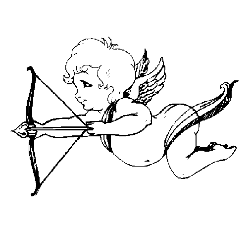 Desenho de Cupido a voar para Colorir