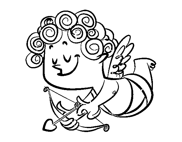 Desenho de Cupido com cachos para Colorir