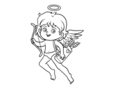 Desenho de Cupido com seu arco mágico para colorear