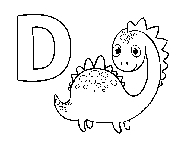 Desenho de D de Dinossauros para Colorir