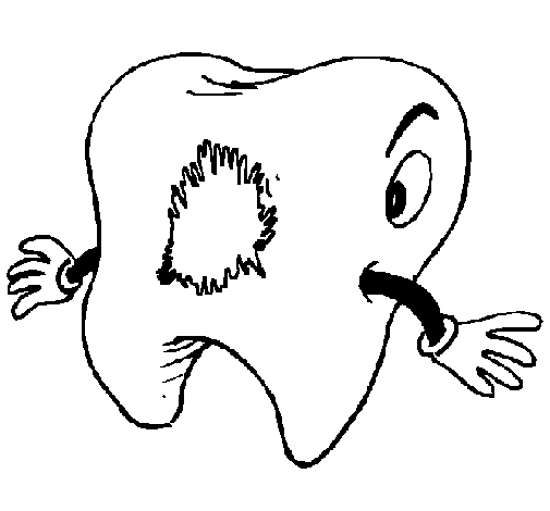 Desenho de Dentes com caries para Colorir