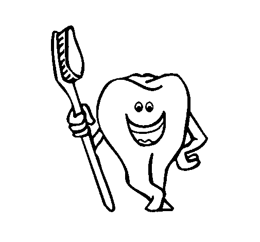 Desenho de Dentes e escova de dentes para Colorir