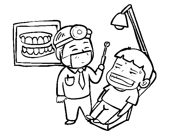 Desenho de Dentista com paciente para Colorir
