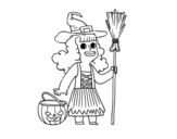 Desenho de Disfarce de bruxa do Halloween para colorear
