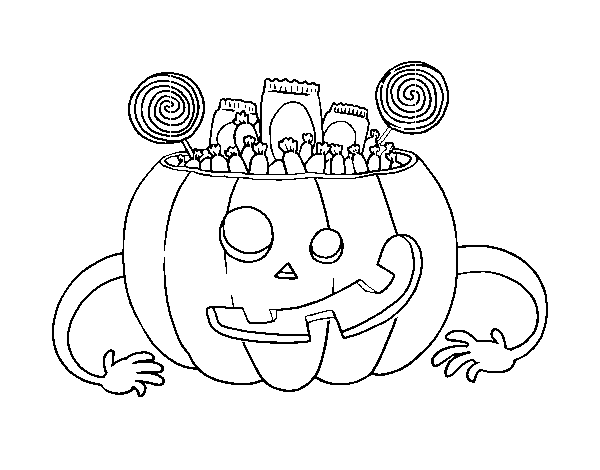 Desenho de Doces de abóbora de Halloween para Colorir