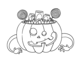 Desenho de Doces de abóbora de Halloween para colorear