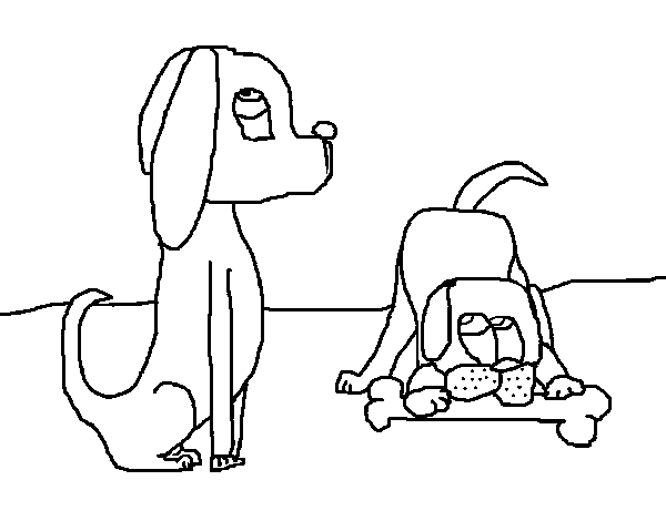 Desenho de Dois cães para Colorir