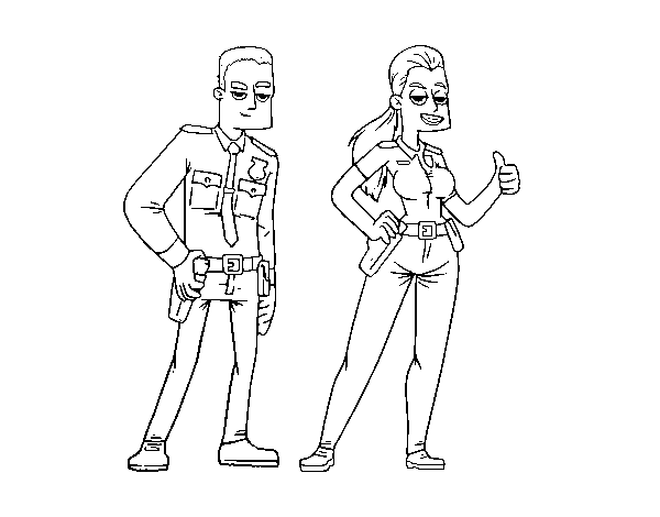 Desenho de Dois policiais para Colorir