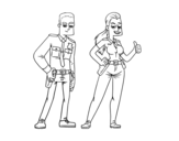 Desenho de dois policiais para colorear