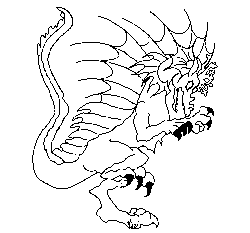 Desenho de Dragão a mostrar as garras para Colorir