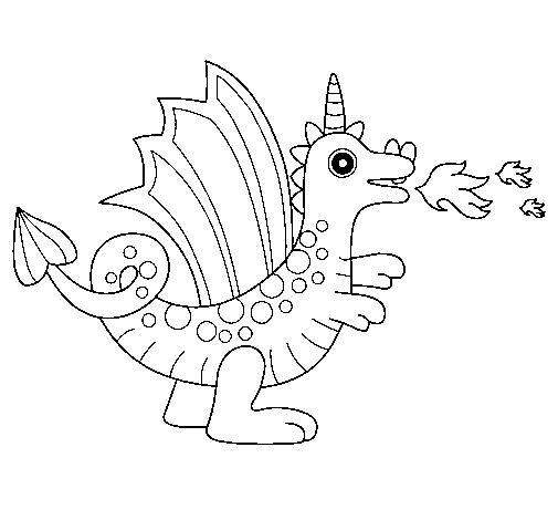 Desenho de Dragão alegre II para Colorir