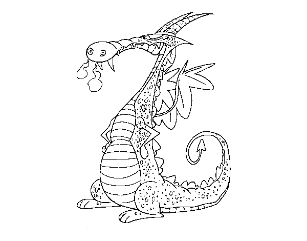 Desenho de Dragão com fumaça para Colorir