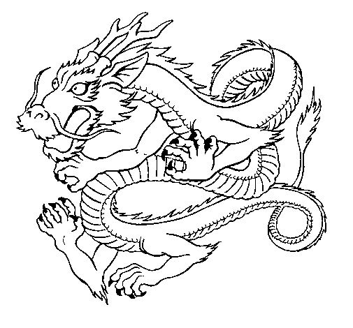 Desenho de Dragão japonês para Colorir