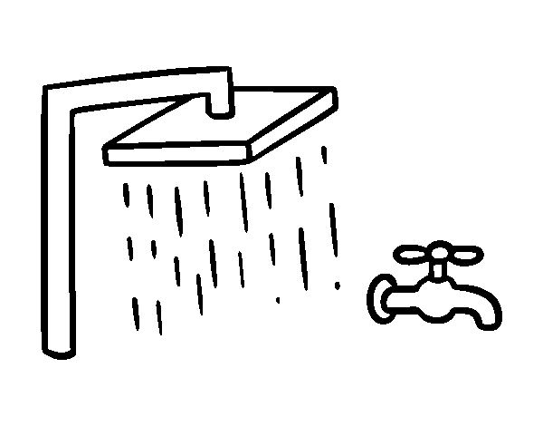 Desenho de Ducha e torneira banho para Colorir
