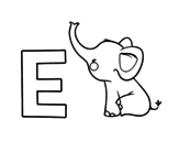 Desenho de E de Elefante para colorear