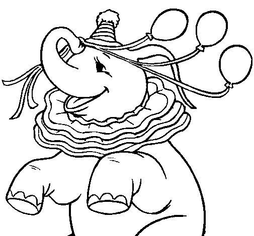 Desenho de Elefante com 3 balões para Colorir