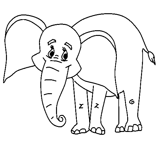 Desenho de Elefante feliz para Colorir