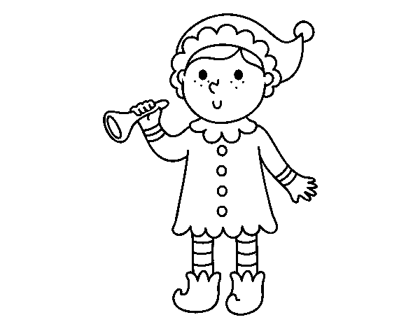 Desenho de Elf com trombeta para Colorir