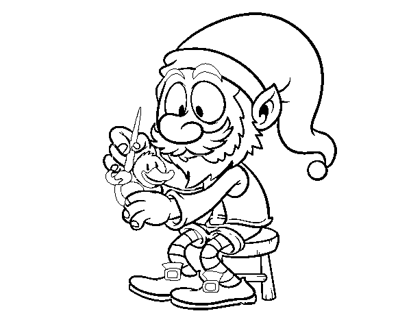 Desenho de Elf pintando um patinho para Colorir