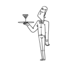 Dibujo de Empregado de mesa com cocktail
