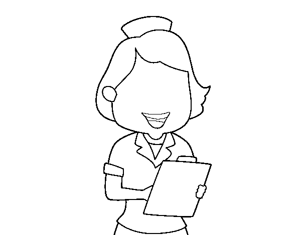 Desenho de Enfermeira a sorrir para Colorir