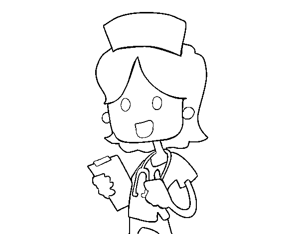 Desenho de Enfermeira a visita para Colorir