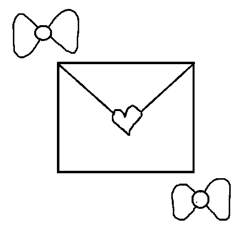 Desenho de Envelope com corações para Colorir