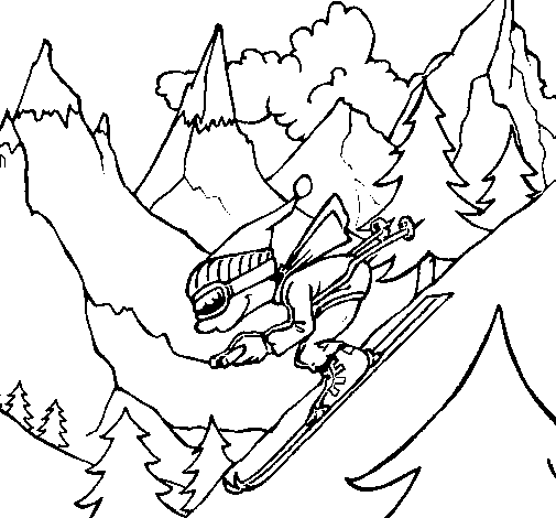 Desenho de Esquiador para Colorir