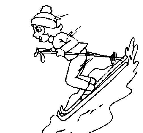 Desenho de Esquiadora para Colorir