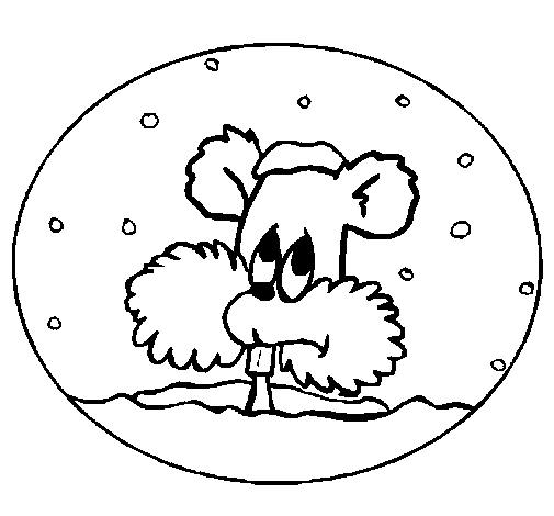 Desenho de Esquilo em bola de neve para Colorir