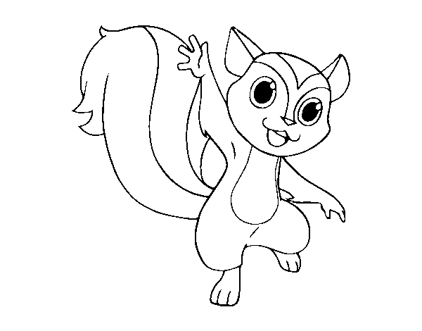 Desenho de Esquilo saudando para Colorir
