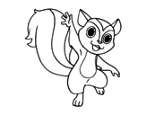 Desenho de Esquilo saudando para colorear