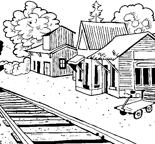Desenho de Estação de comboio para Colorir