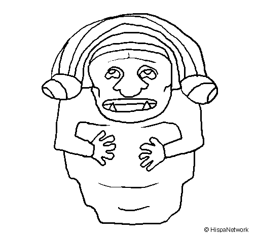 Desenho de Estátua demónio maia para Colorir