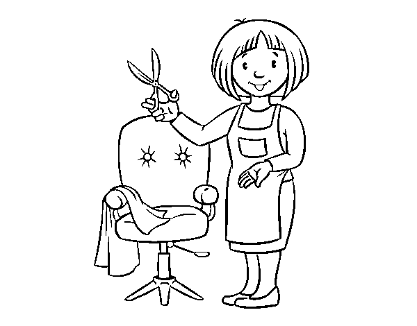 Desenho de Estilista cabeleireira para Colorir