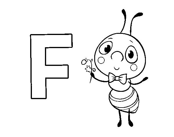 Desenho de F de Formiga para Colorir