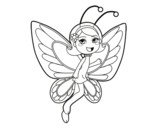 Desenho de Fada borboleta contente para colorear