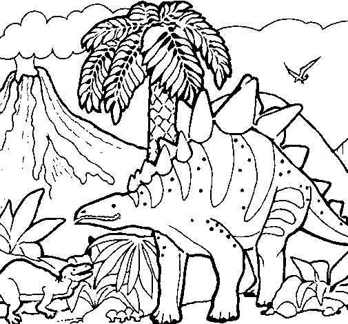 Desenho de Família de Tuojiangossauros para Colorir
