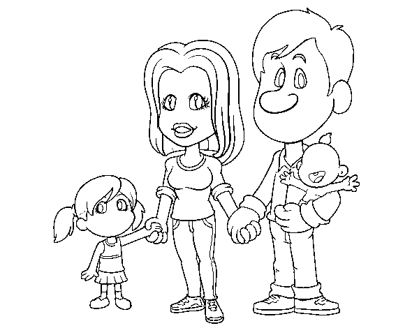 Desenho de Família feliz para Colorir
