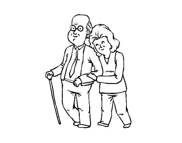 Desenho de Felizes os avós para Colorir