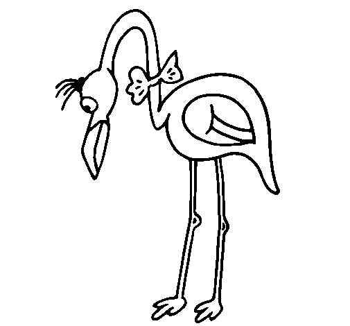 Desenho de Flamingo com passarita para Colorir