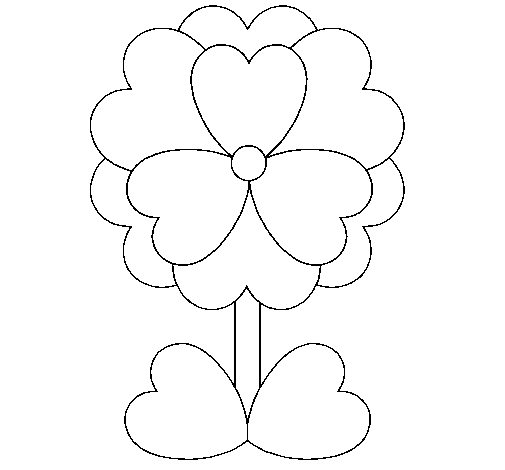 Desenho de Flor de corações para Colorir
