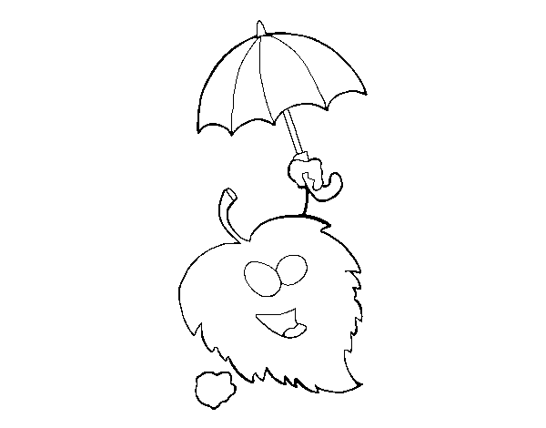 Desenho de Folha com chapéu de chuva para Colorir