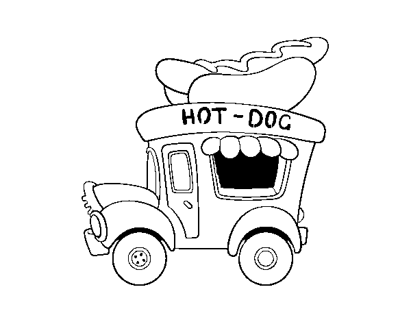 Desenho de Food truck de Cachorro-quente para Colorir