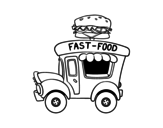 Desenho de Food truck de hambúrgueres para colorear
