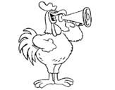 Desenho de Galo com um altifalante para colorear