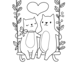 Desenho de Gatinhos apaixonados para colorear