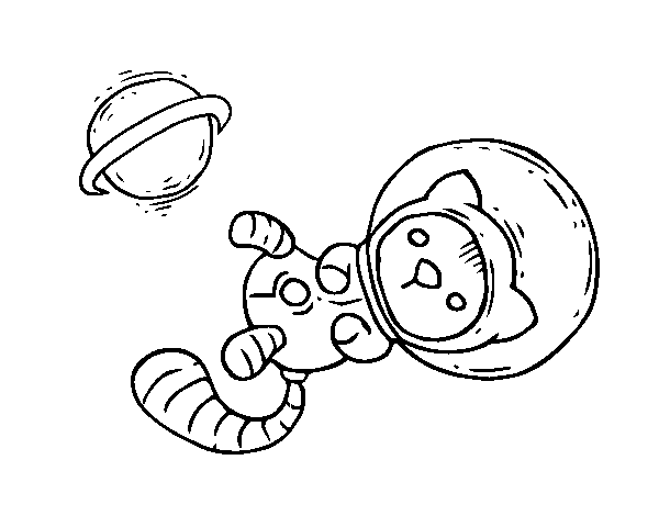 Desenho de Gatito astronauta para Colorir
