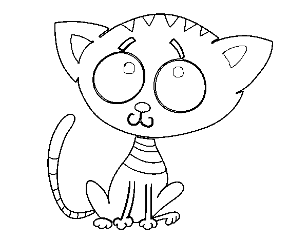 Desenho de Gatito triste para Colorir